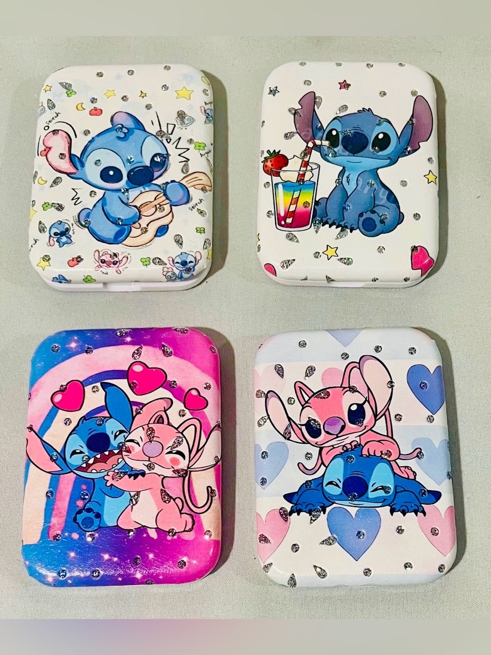 Lilo & Stitch Set of 4 Compact Mirrors — Blue, Pink, White